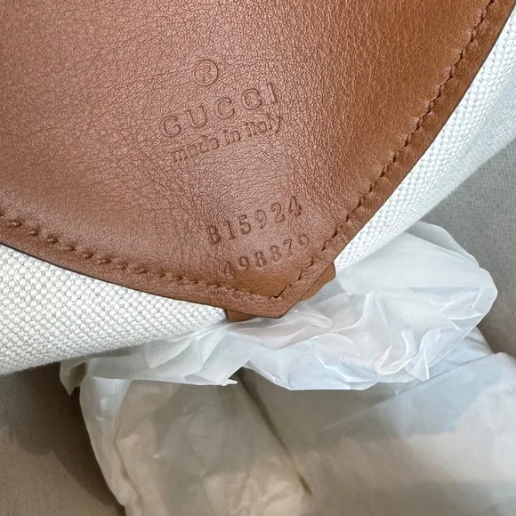 NWT Gucci B Shoulder Bag Natural Canvas - Picture 4 of 11